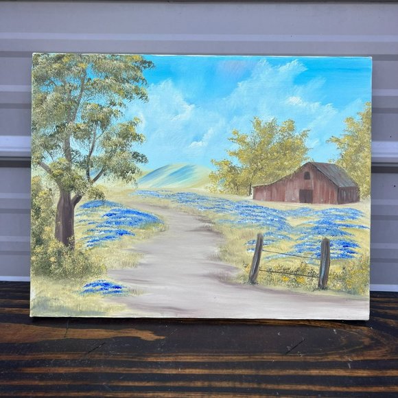 Vintage Landscape Painting Summer Scenery, Original Art, Painting on Canvas - Picture 4 of 5